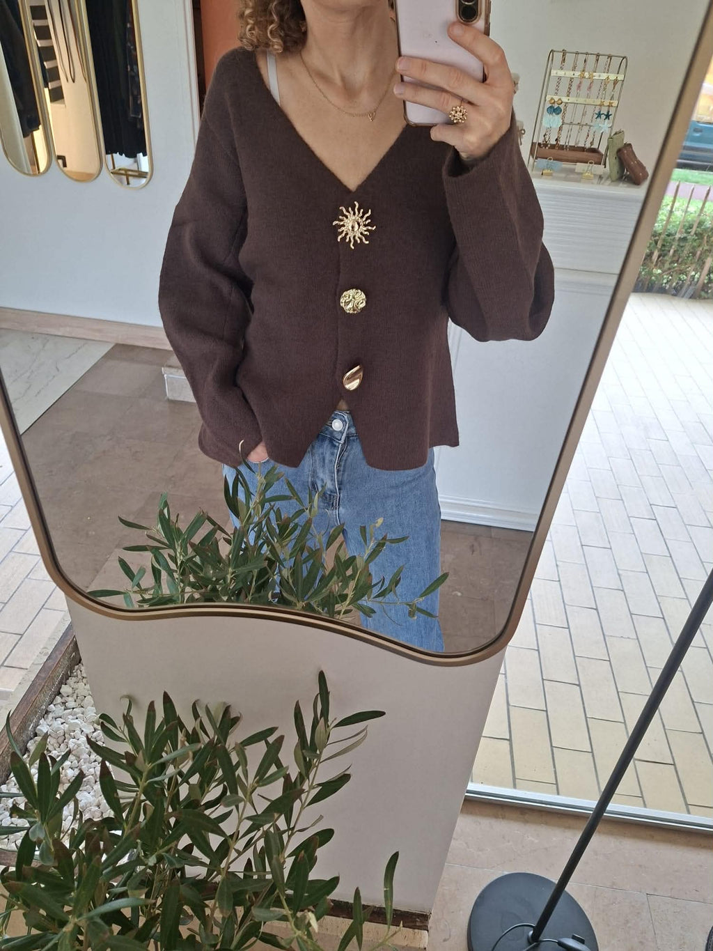 Gilet En Maille Boutons Bijoux