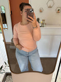 PULL FIN COL ROND ROSE POUDRE