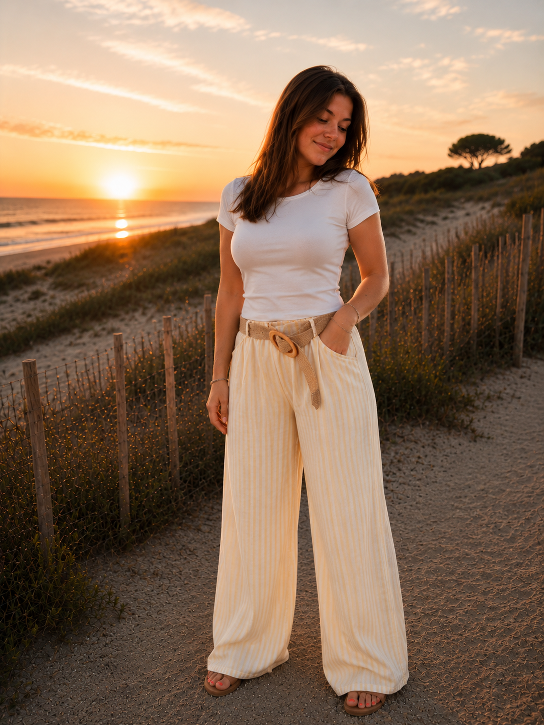 Pantalon fluide jaune