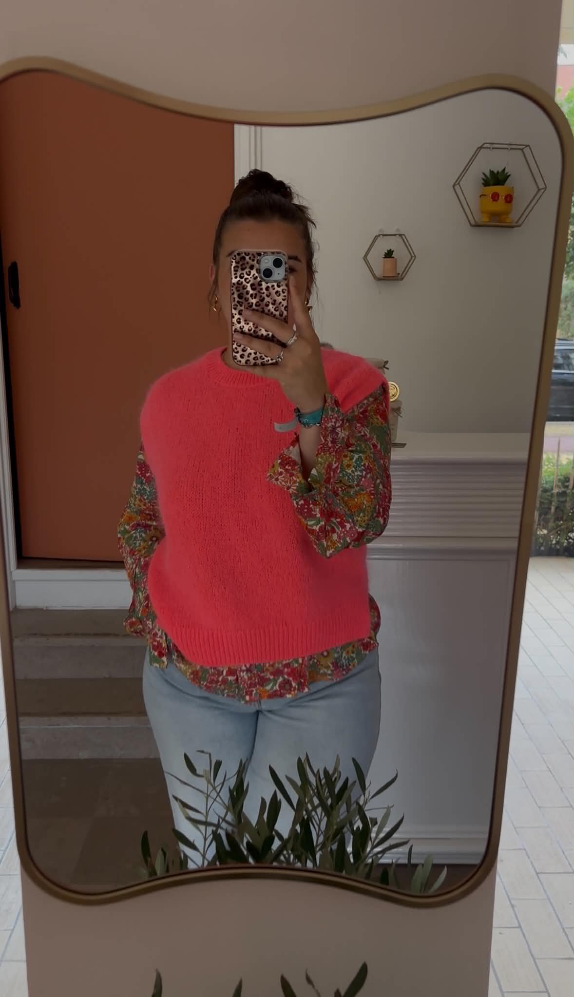 Pull Sans Manches Maille Douce Rose Vif