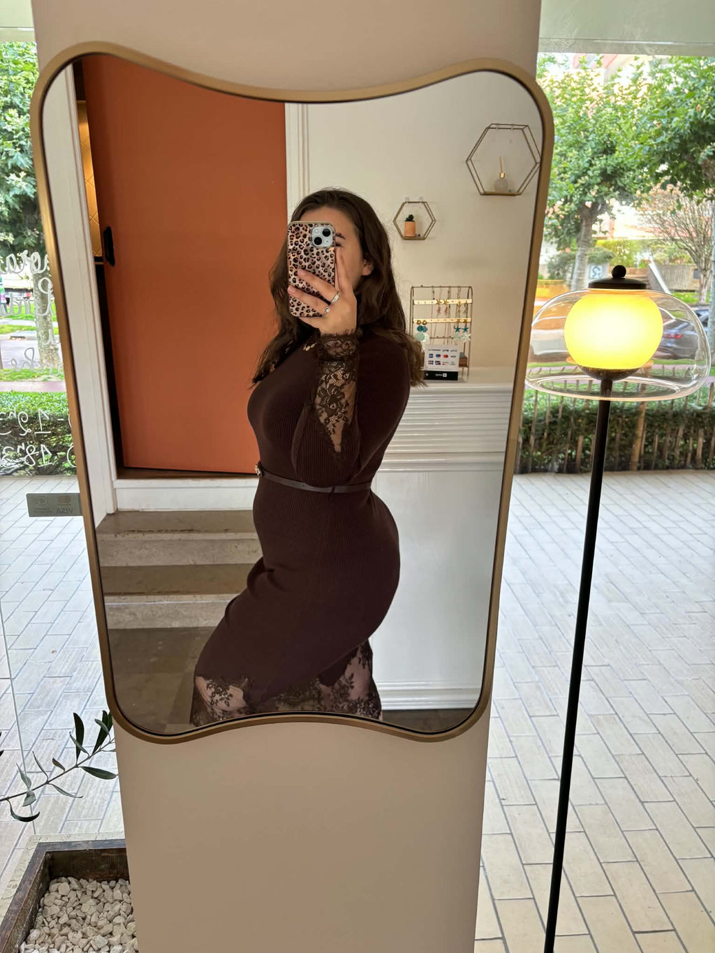 ROBE MI-LONGUE CÔTELÉE & DENTELLE