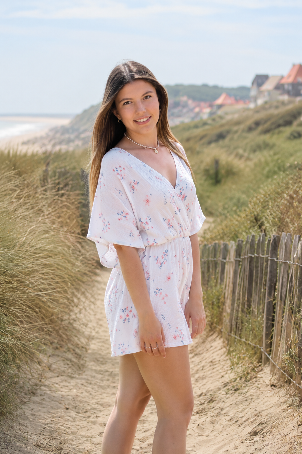 Combi short fleuri