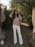 Top rayé camel & réversible blanc