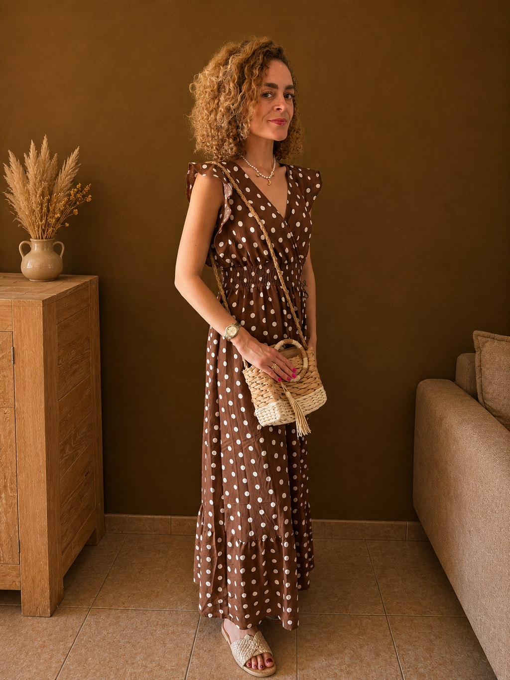 Robe longue à pois chocolat 🤎