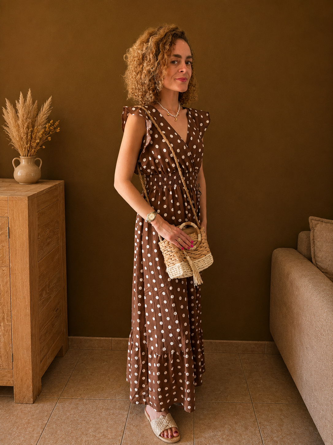 Robe longue à pois chocolat 🤎