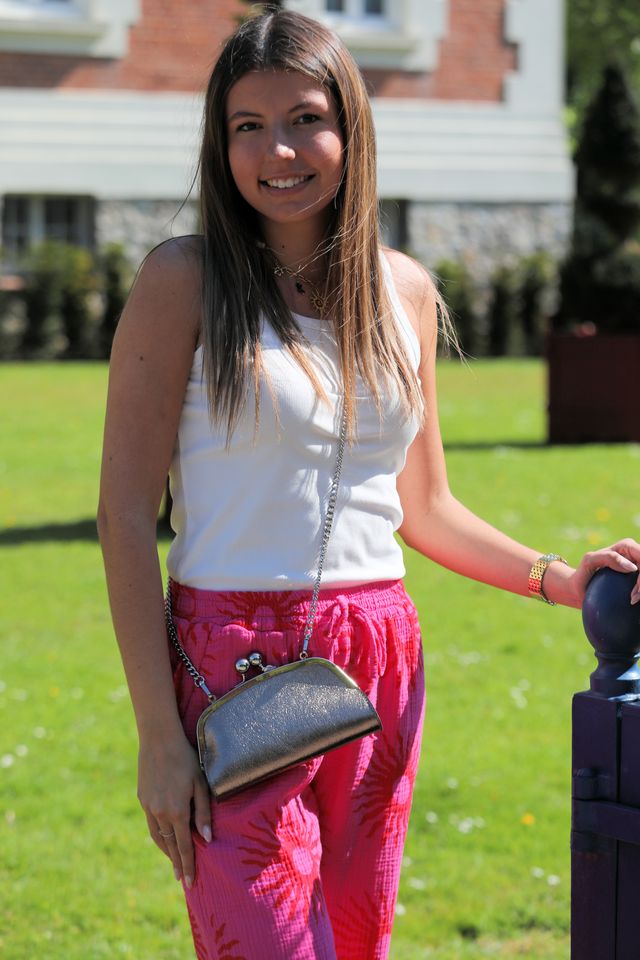 Pantalon gaze de coton Fushia