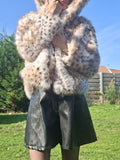 Veste en Fausse Fourrure à Capuche Motif Léopard