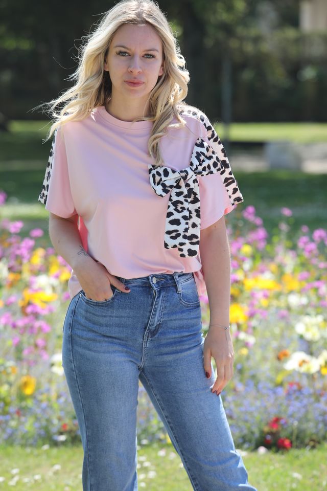 T-shirt léopard Rose