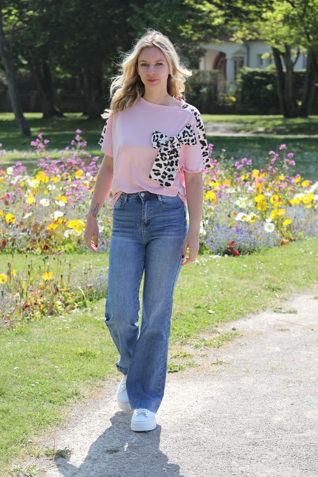 T-shirt léopard Rose